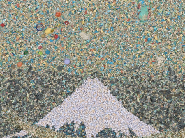 chris jordan; çalışmasında 2.4 milyon plastik parçası kullanmış, kavramsal olarak 1830'ların taş baskısına günümüz kirliliğinden bir gönderme içeriyor.Fikir ve yaratıcığın  uyumlu işbirliğinin yanısıra işçiliğin gücü, yapıtın gücünü arttırıyor. 