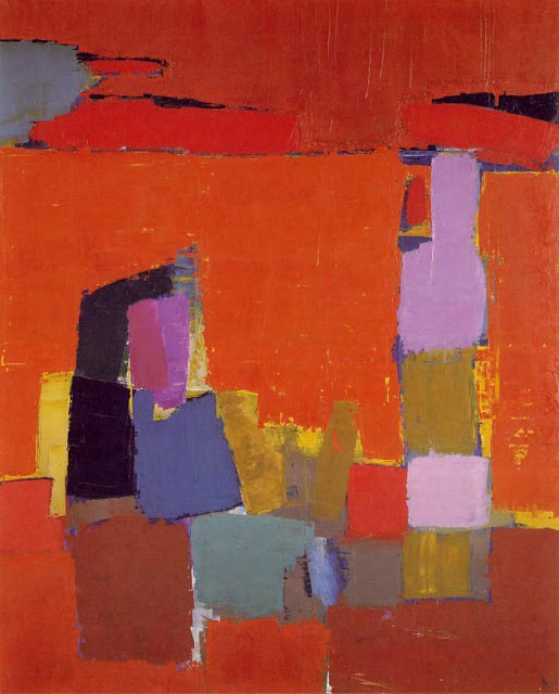 Figürasyonu reddeden İnformel sanat içinde; "Lirik Soyutlama" ve "Lekecilik" belirgindir. ( Resim: Nicolas De Stael )