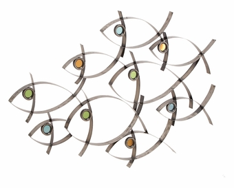 Kaligrafik bir kompozisyona dönüşen soyut balıklar. ( Balıkla formundan söz edebiliriz.)