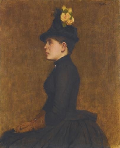 Halil Paşa / "Eldivenli Kadın" / 56.6 x 45.5 cm / Panel üz.yağlıboya / 1886